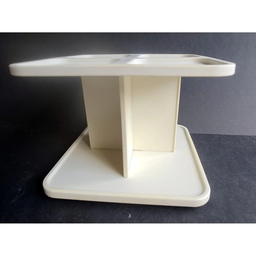 RARE Tupperware Vintage Rotating Spice Rack Desk Organizer Almond Swivel‎ Base